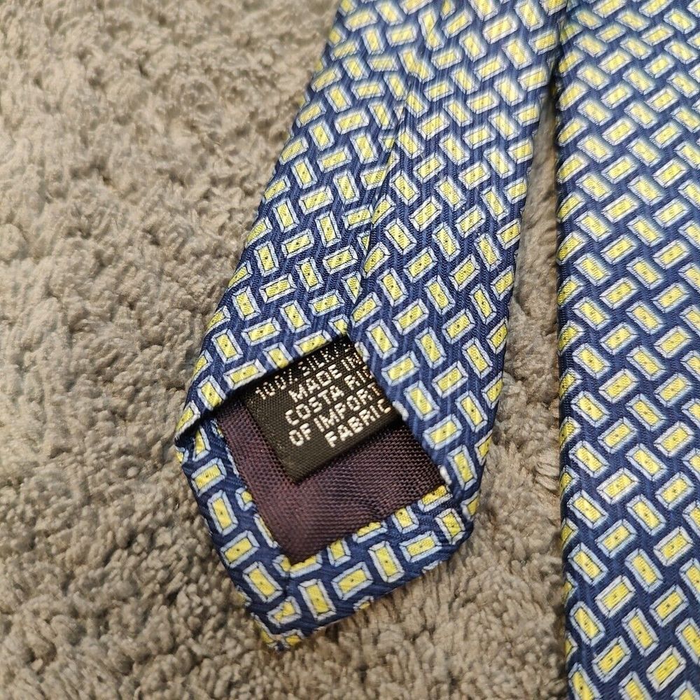 Izod Men's Necktie Tie 100% Silk Designer Navy Lime and Steel Grey 60x4" Busines - Picture 5 of 5